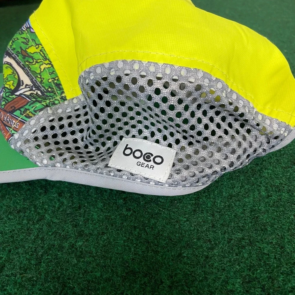 BOCO Gear Running Hat Unisex OSFM Yellow Green Heidi Garner No Hands Bridge Hat